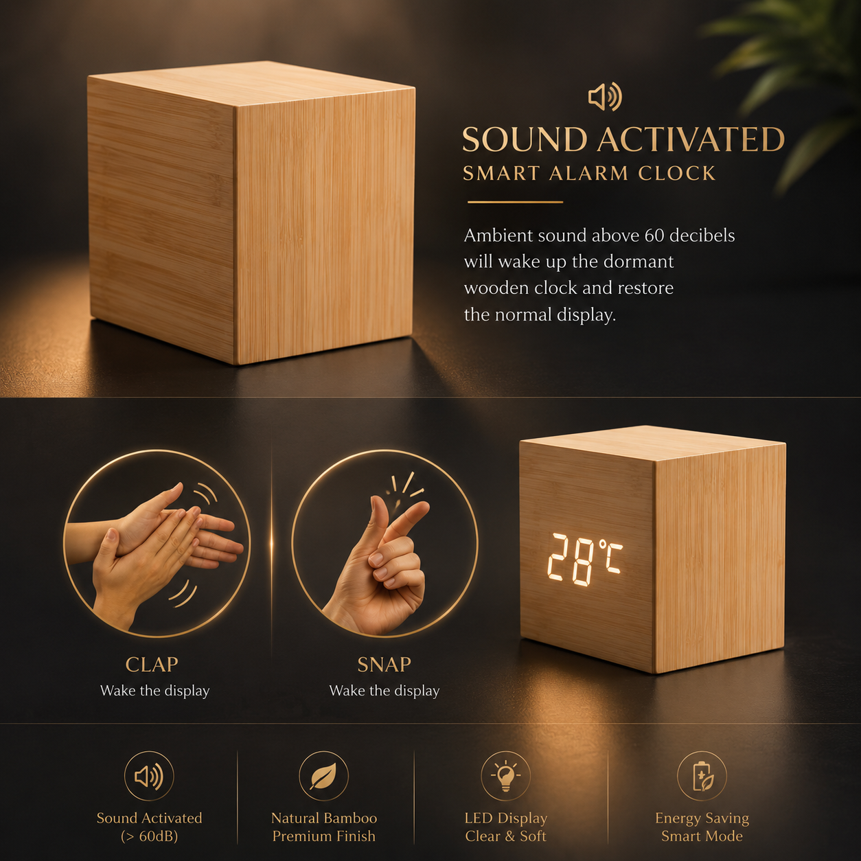 Ark & Oak™ Smart Wood Clock
